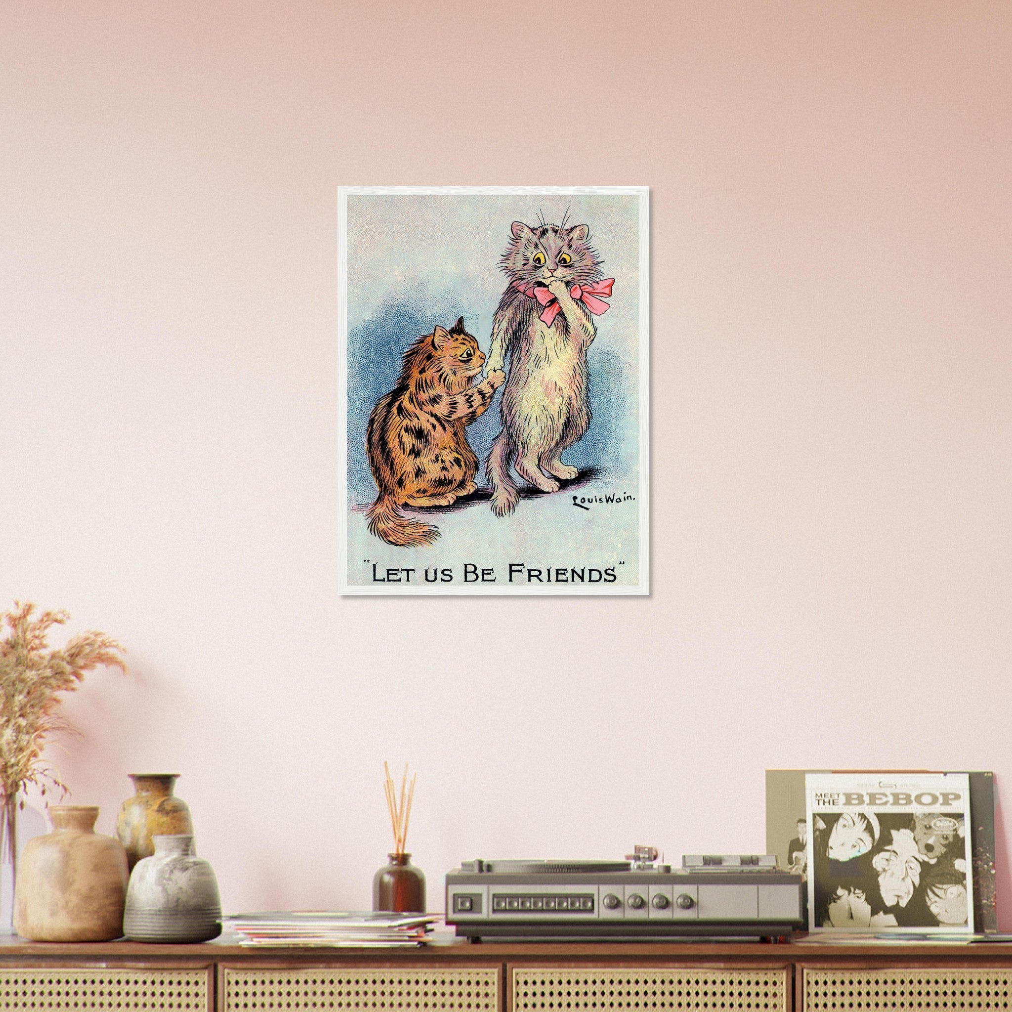 Louis Wain Framed - Lets Be Friends Cats - Louis Wain Cat Framed Print - WallArtPrints4U