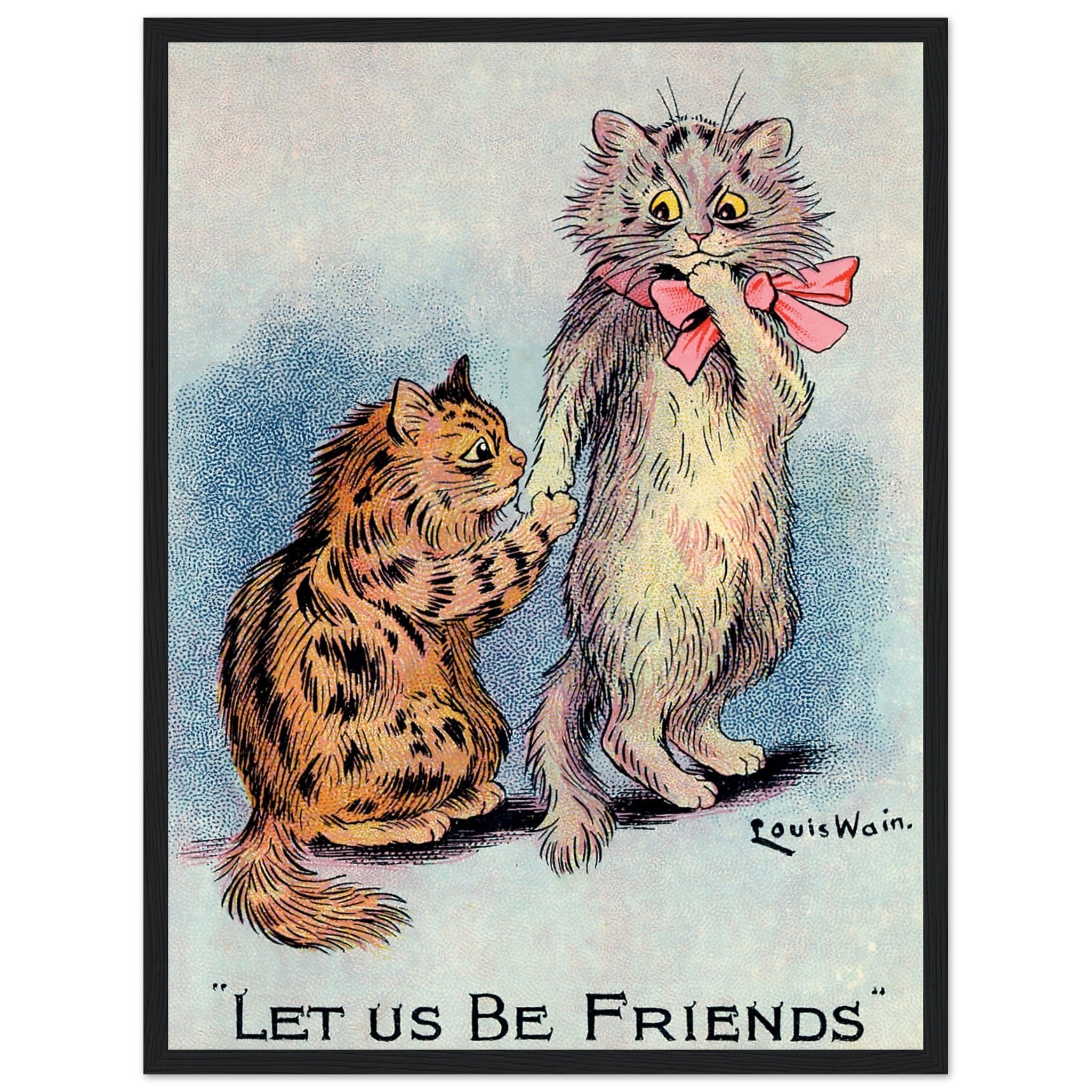 Louis Wain Framed - Lets Be Friends Cats - Louis Wain Cat Framed Print - WallArtPrints4U