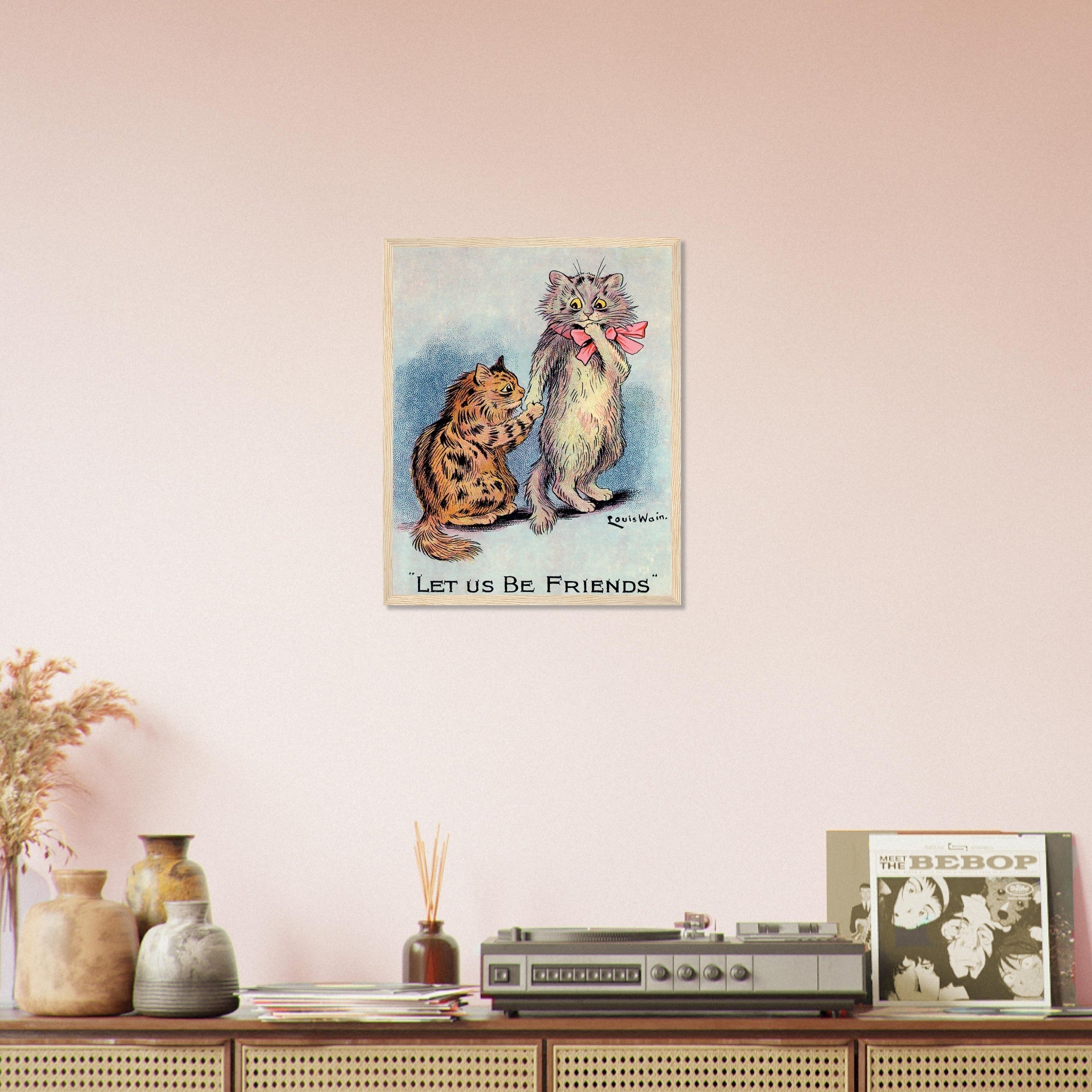 Louis Wain Framed - Lets Be Friends Cats - Louis Wain Cat Framed Print - WallArtPrints4U