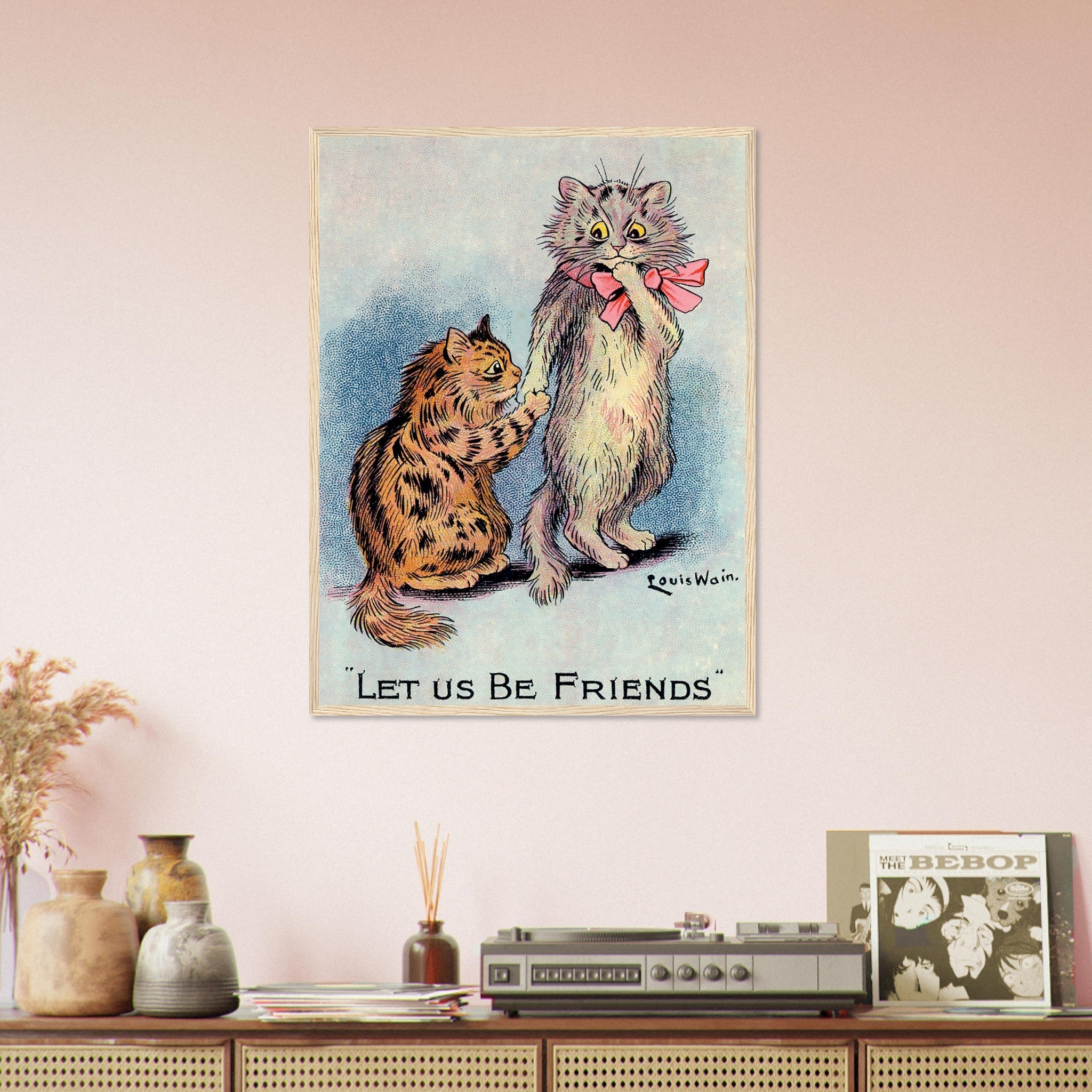 Louis Wain Framed - Lets Be Friends Cats - Louis Wain Cat Framed Print - WallArtPrints4U