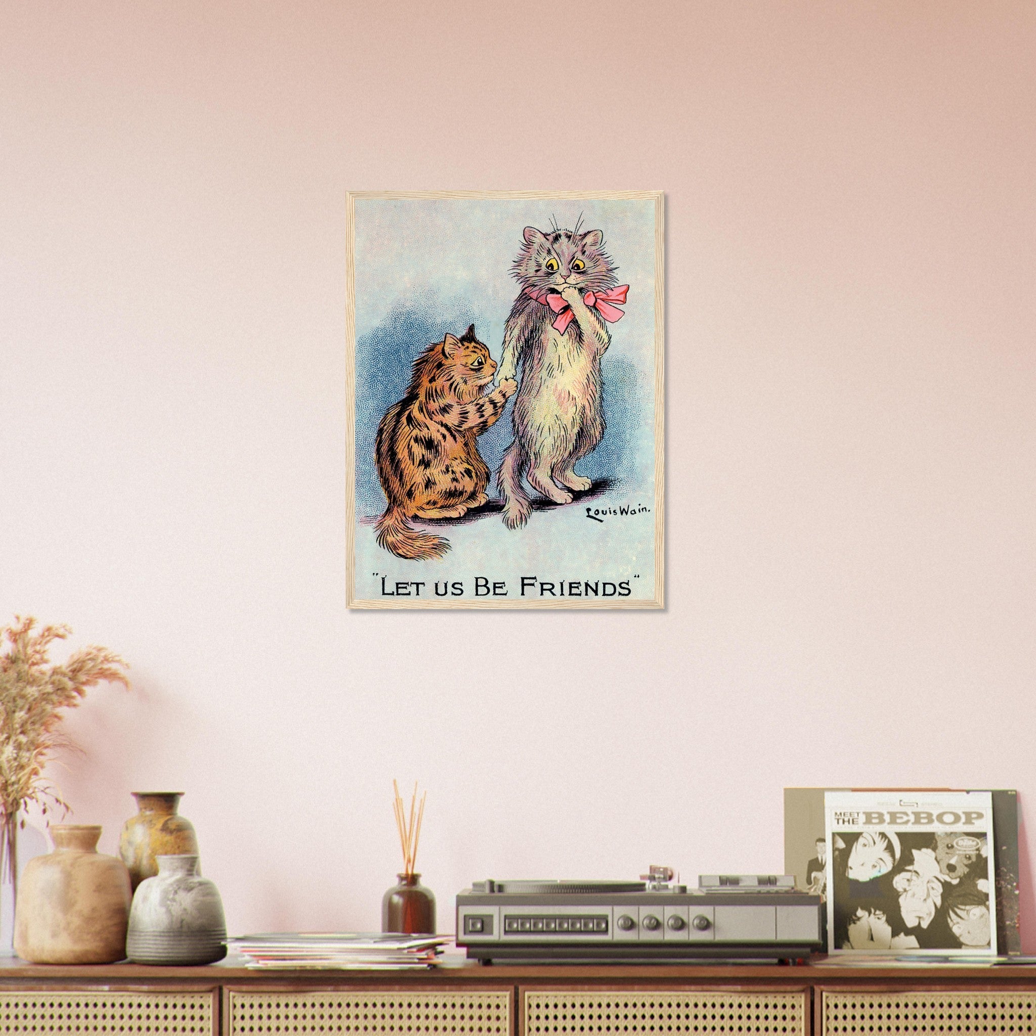 Louis Wain Framed - Lets Be Friends Cats - Louis Wain Cat Framed Print - WallArtPrints4U