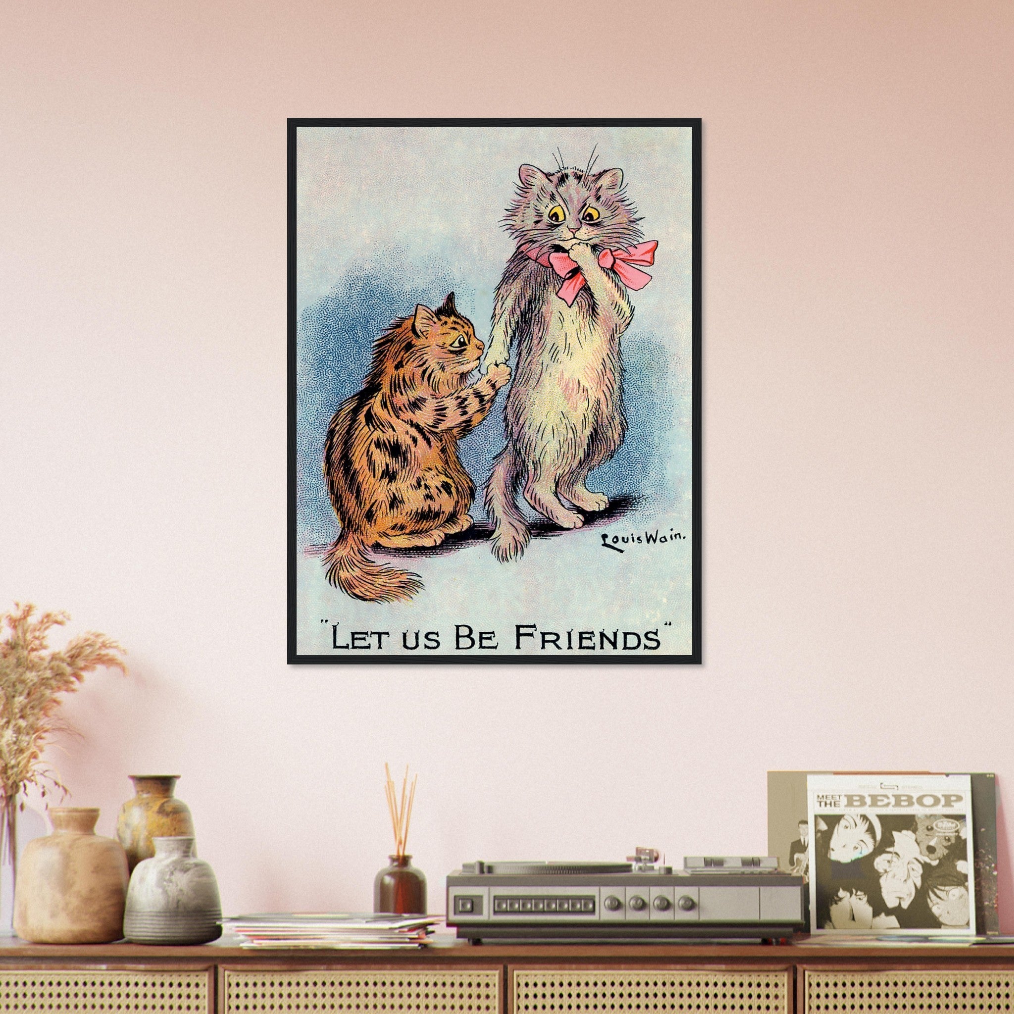 Louis Wain Framed - Lets Be Friends Cats - Louis Wain Cat Framed Print - WallArtPrints4U