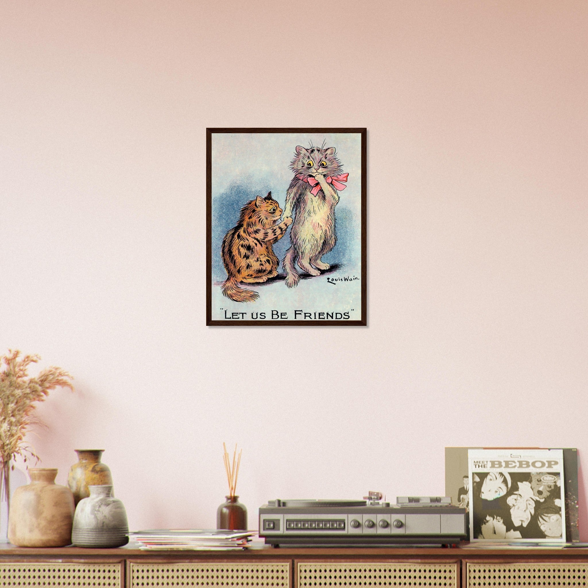 Louis Wain Framed - Lets Be Friends Cats - Louis Wain Cat Framed Print - WallArtPrints4U