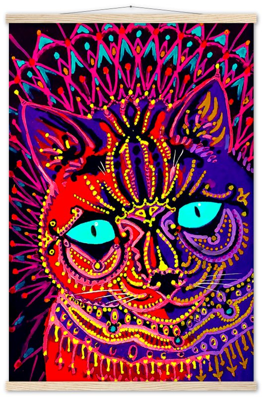 Louis Wain Poster, Kaleidoscopic Psychedelic Cat - Louis Wain Print - WallArtPrints4U