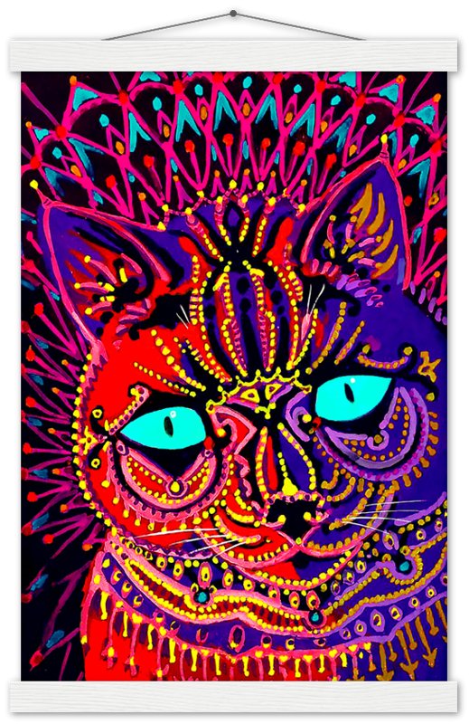 Louis Wain Poster, Kaleidoscopic Psychedelic Cat - Louis Wain Print - WallArtPrints4U