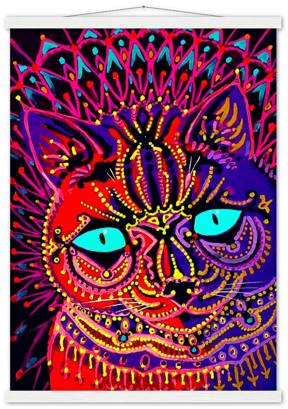 Louis Wain Poster, Kaleidoscopic Psychedelic Cat - Louis Wain Print - WallArtPrints4U