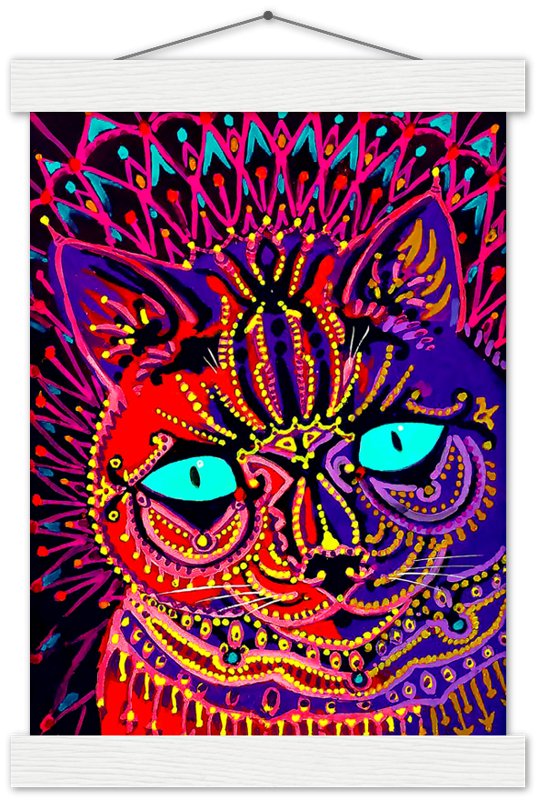 Louis Wain Poster, Kaleidoscopic Psychedelic Cat - Louis Wain Print - WallArtPrints4U