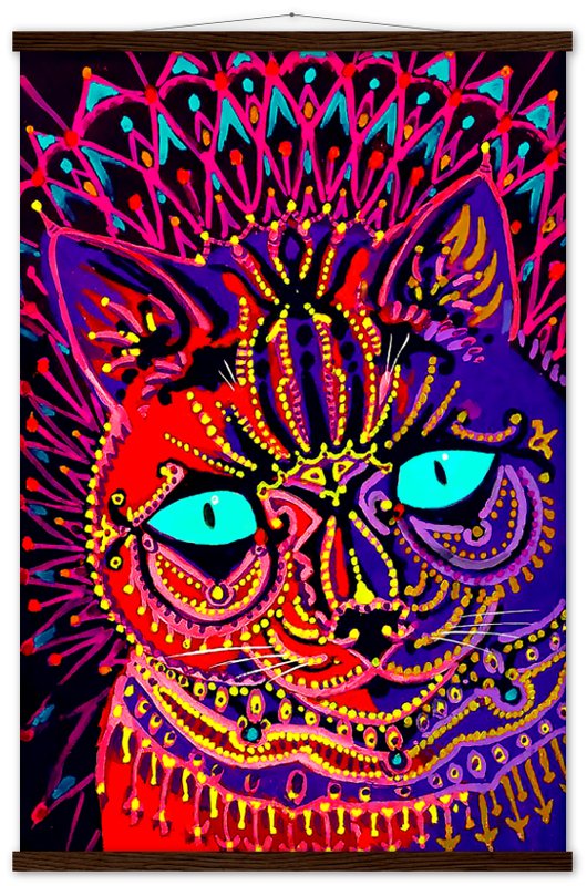 Louis Wain Poster, Kaleidoscopic Psychedelic Cat - Louis Wain Print - WallArtPrints4U