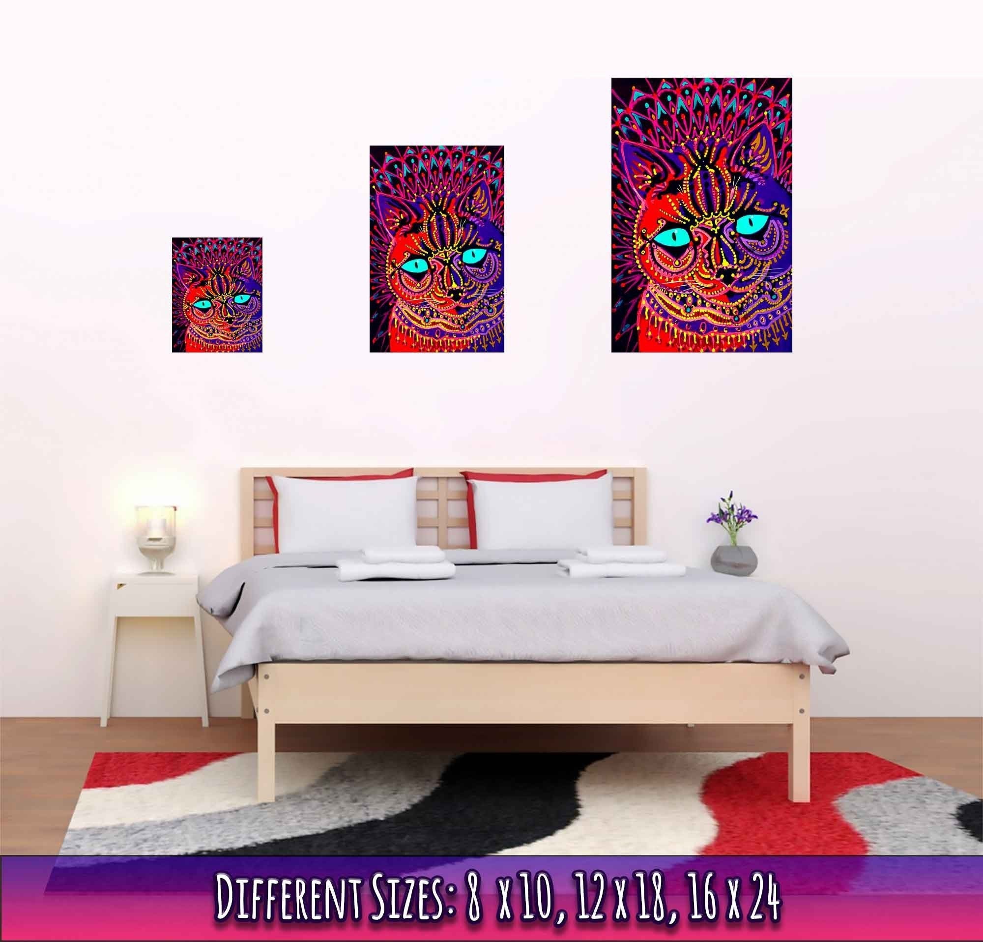 Louis Wain Poster, Kaleidoscopic Psychedelic Cat - Louis Wain Print - WallArtPrints4U