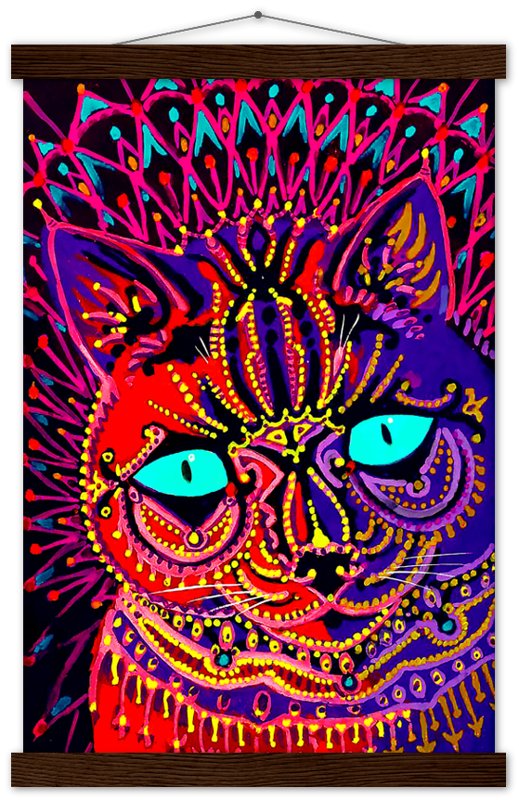 Louis Wain Poster, Kaleidoscopic Psychedelic Cat - Louis Wain Print - WallArtPrints4U