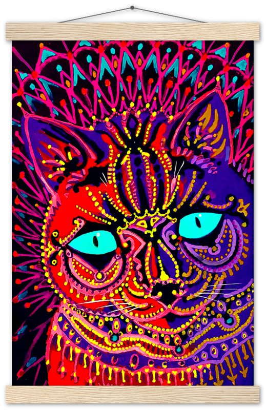 Louis Wain Poster, Kaleidoscopic Psychedelic Cat - Louis Wain Print - WallArtPrints4U