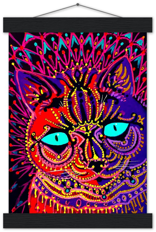 Louis Wain Poster, Kaleidoscopic Psychedelic Cat - Louis Wain Print - WallArtPrints4U