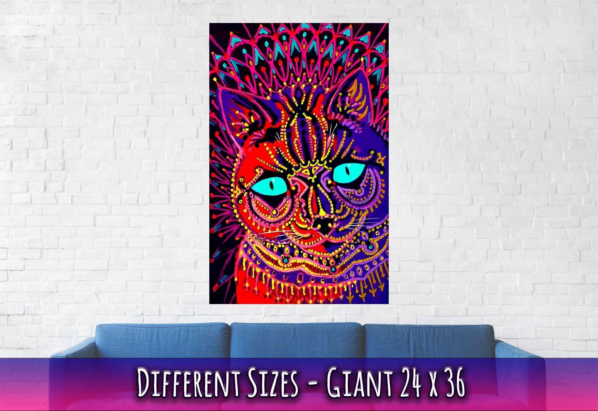 Louis Wain Poster, Kaleidoscopic Psychedelic Cat - Louis Wain Print - WallArtPrints4U