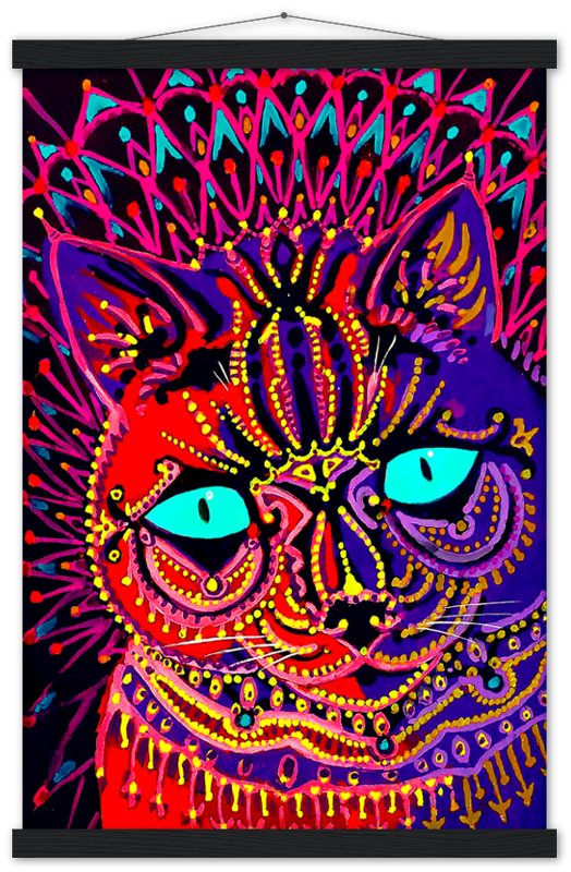 Louis Wain Poster, Kaleidoscopic Psychedelic Cat - Louis Wain Print - WallArtPrints4U