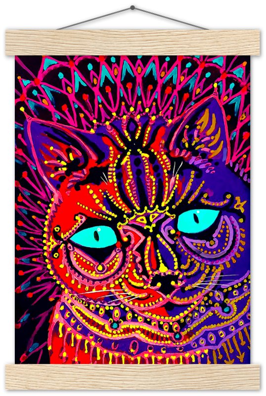 Louis Wain Poster, Kaleidoscopic Psychedelic Cat - Louis Wain Print - WallArtPrints4U