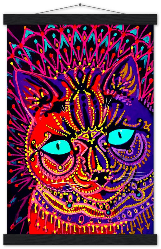 Louis Wain Poster, Kaleidoscopic Psychedelic Cat - Louis Wain Print - WallArtPrints4U