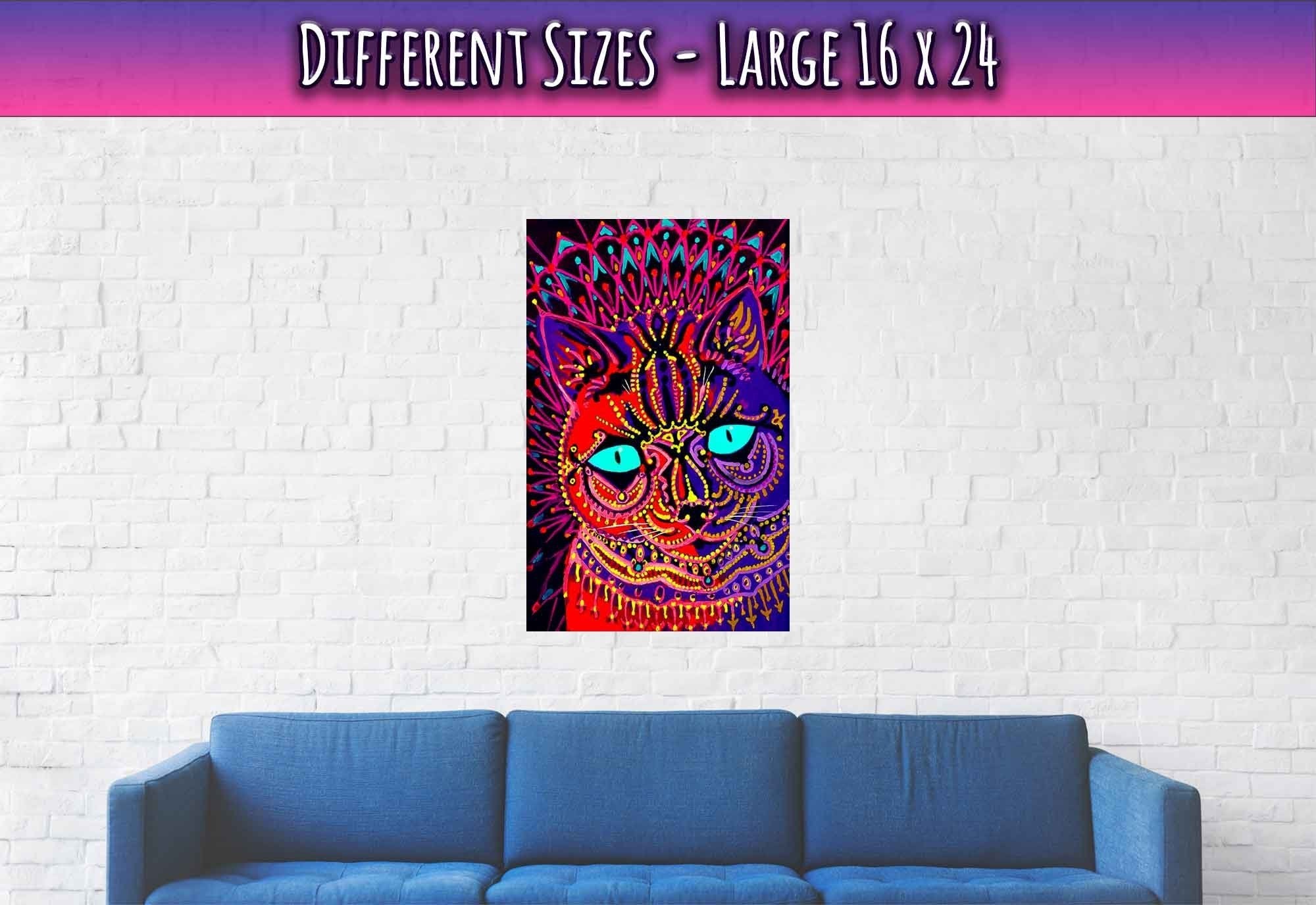 Louis Wain Poster, Kaleidoscopic Psychedelic Cat - Louis Wain Print - WallArtPrints4U