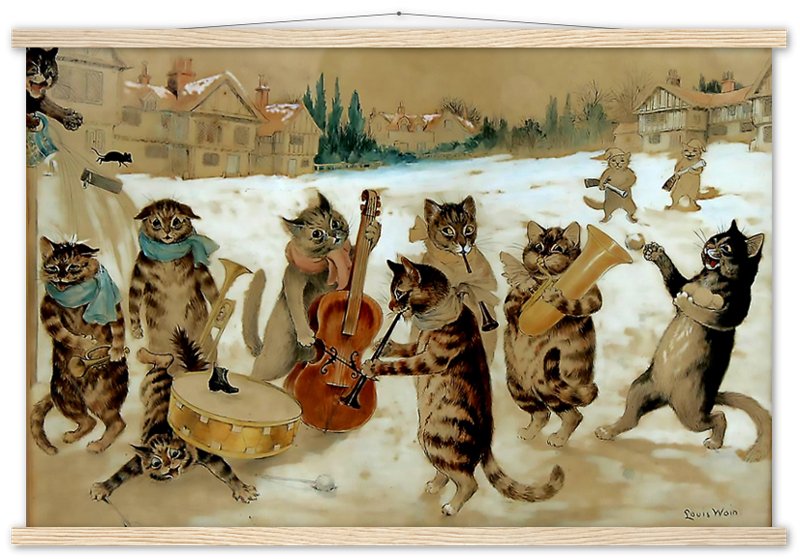 Louis Wain Print - Carol Singing Cats - Louis Wain Cat Poster - WallArtPrints4U