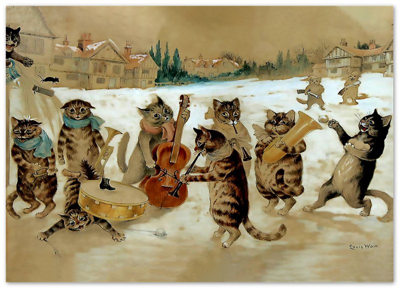 Louis Wain Print - Carol Singing Cats - Louis Wain Cat Poster - WallArtPrints4U