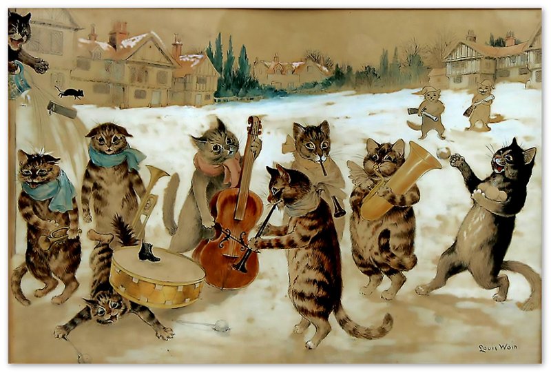 Louis Wain Print - Carol Singing Cats - Louis Wain Cat Poster - WallArtPrints4U