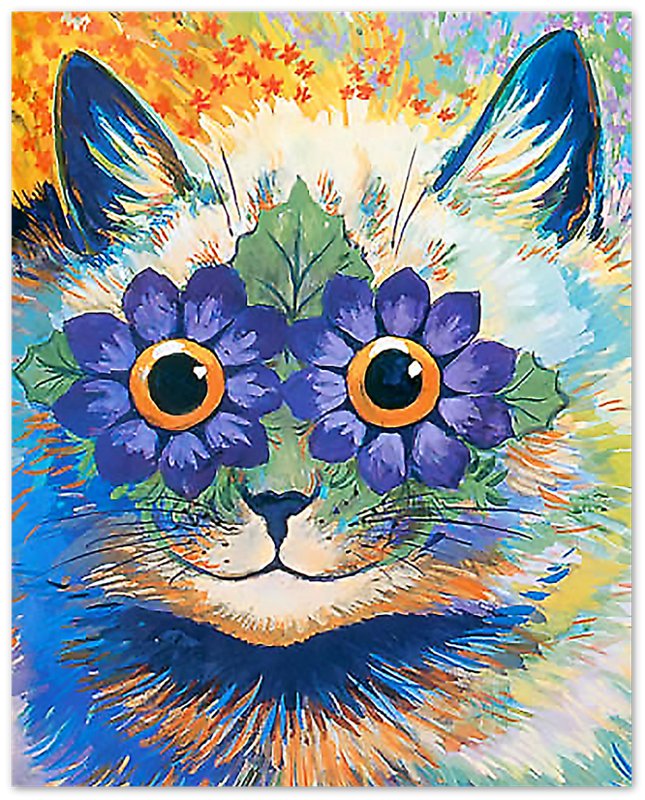 Louis Wain Print - Flower Power Cat - Louis Wain Cat Poster - WallArtPrints4U