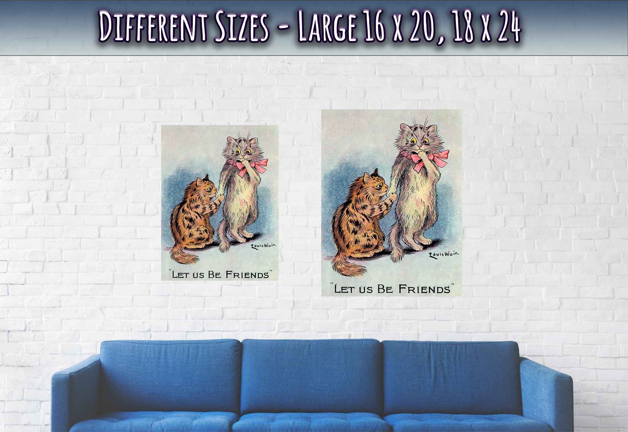 Louis Wain Print - Lets Be Friends Cats - Louis Wain Cat Poster - WallArtPrints4U