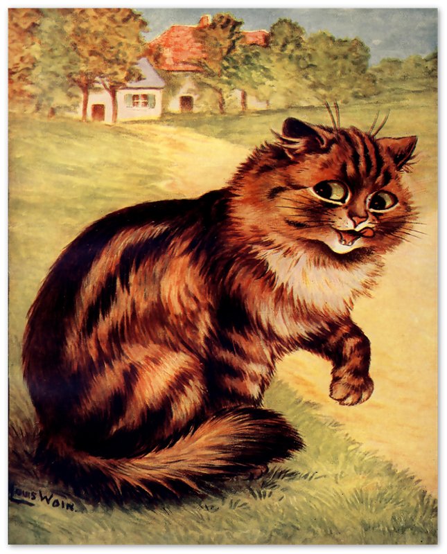 Louis Wain Print - Our Darlings Cat - Louis Wain Cat Poster - Long Haired Tabby - WallArtPrints4U