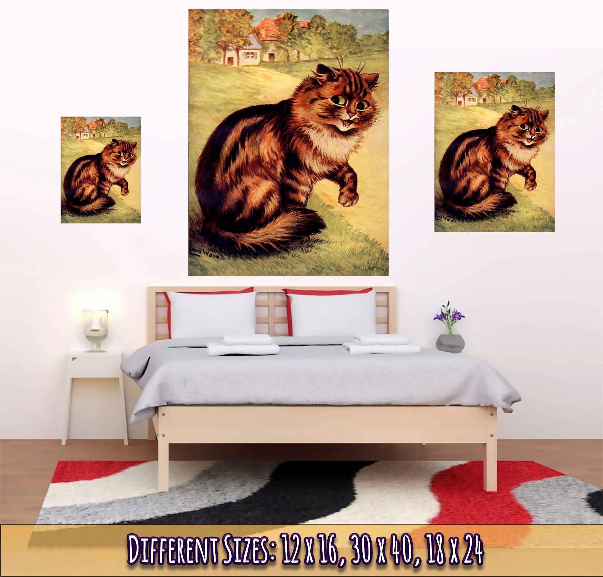 Louis Wain Print - Our Darlings Cat - Louis Wain Cat Poster - Long Haired Tabby - WallArtPrints4U