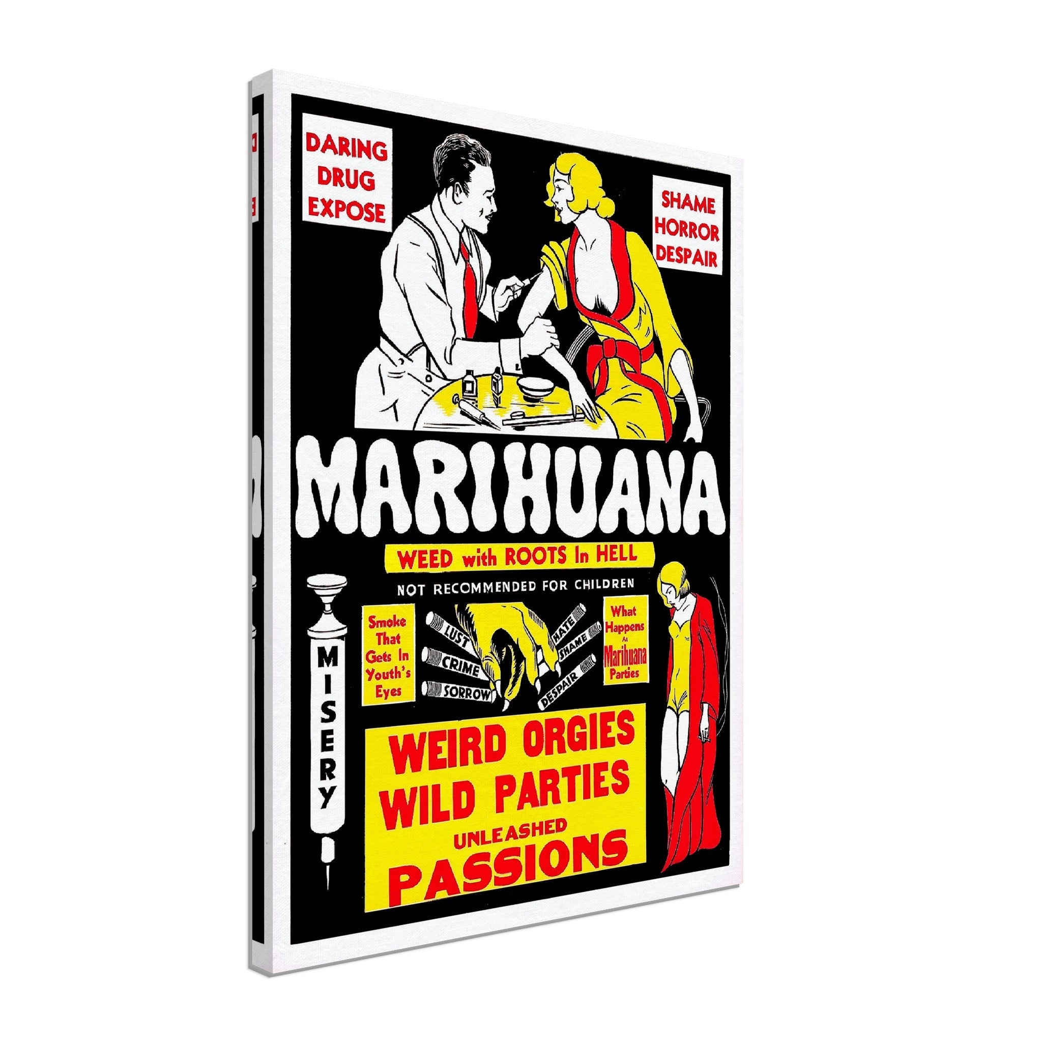 Marijuana Propaganda Canvas, "Scary" Cannabis Propaganda - Marijuana Propaganda Canvas Print - WallArtPrints4U