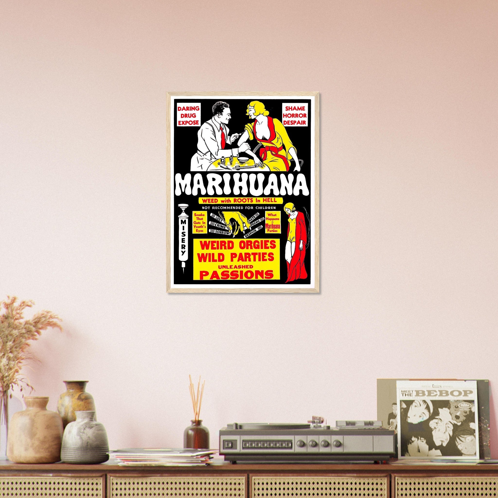 Marijuana Propaganda Framed, "Scary" Cannabis Propaganda - Marijuana Propaganda Framed Print UK, EU USA Domestic Shipping - WallArtPrints4U