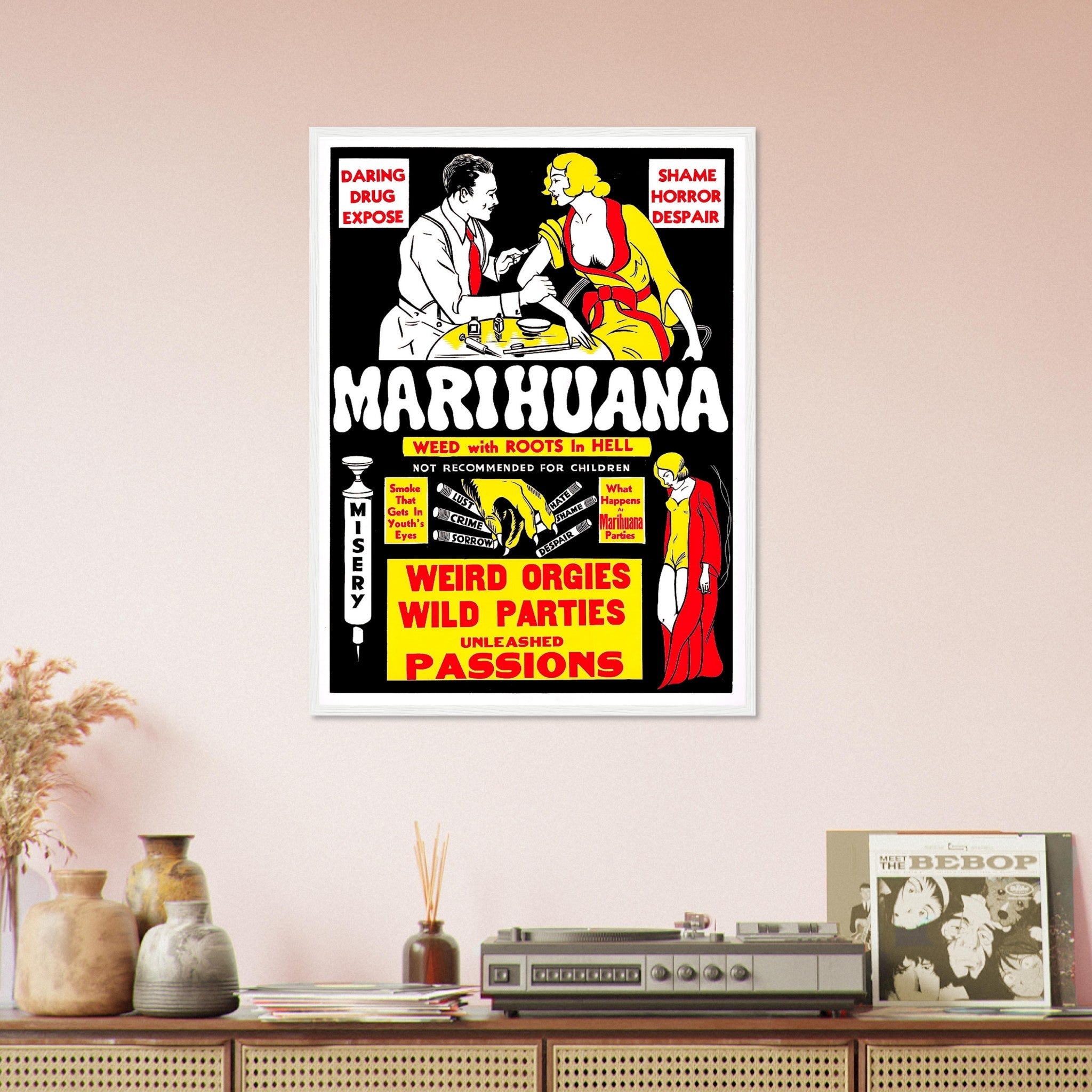 Marijuana Propaganda Framed, "Scary" Cannabis Propaganda - Marijuana Propaganda Framed Print UK, EU USA Domestic Shipping - WallArtPrints4U