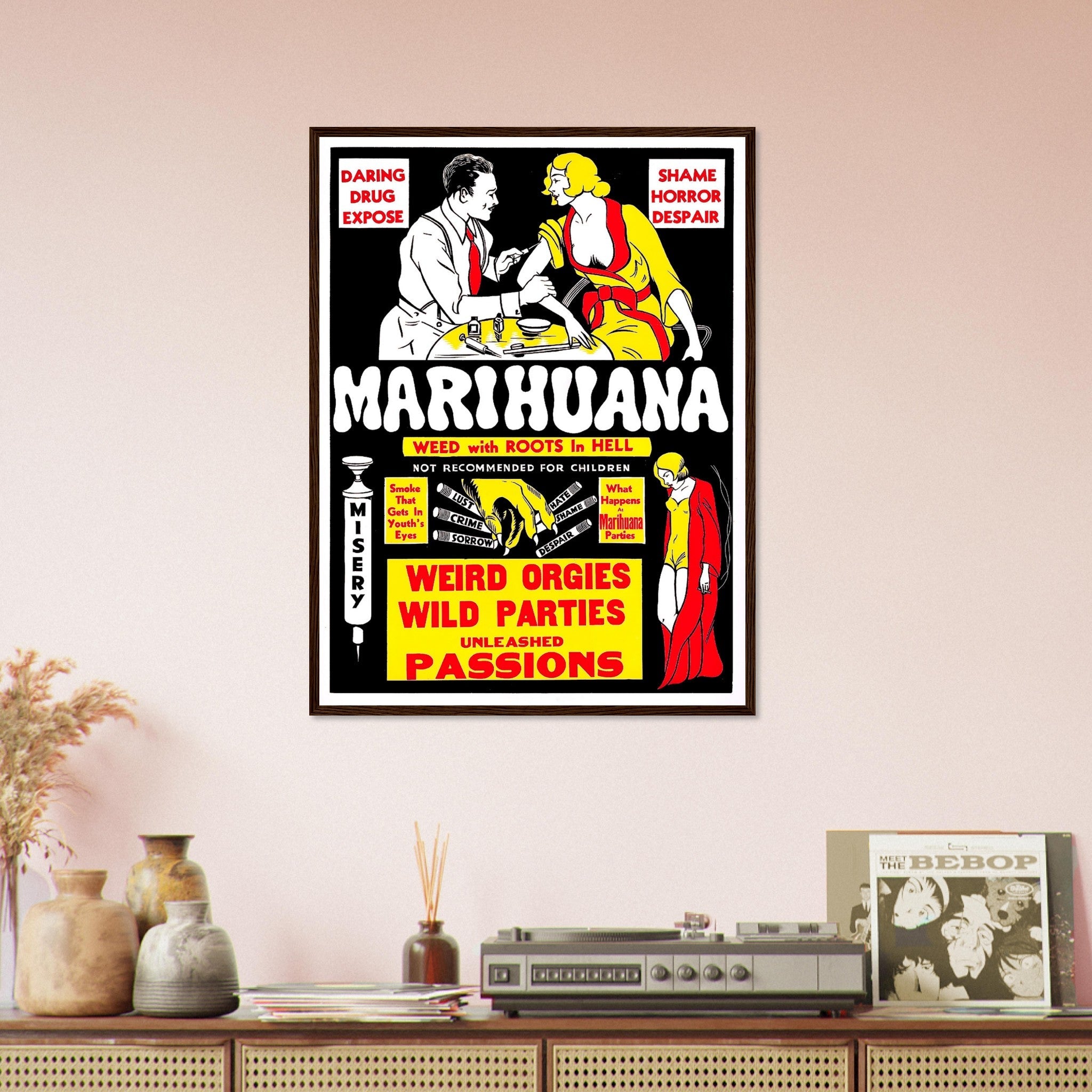 Marijuana Propaganda Framed, "Scary" Cannabis Propaganda - Marijuana Propaganda Framed Print UK, EU USA Domestic Shipping - WallArtPrints4U