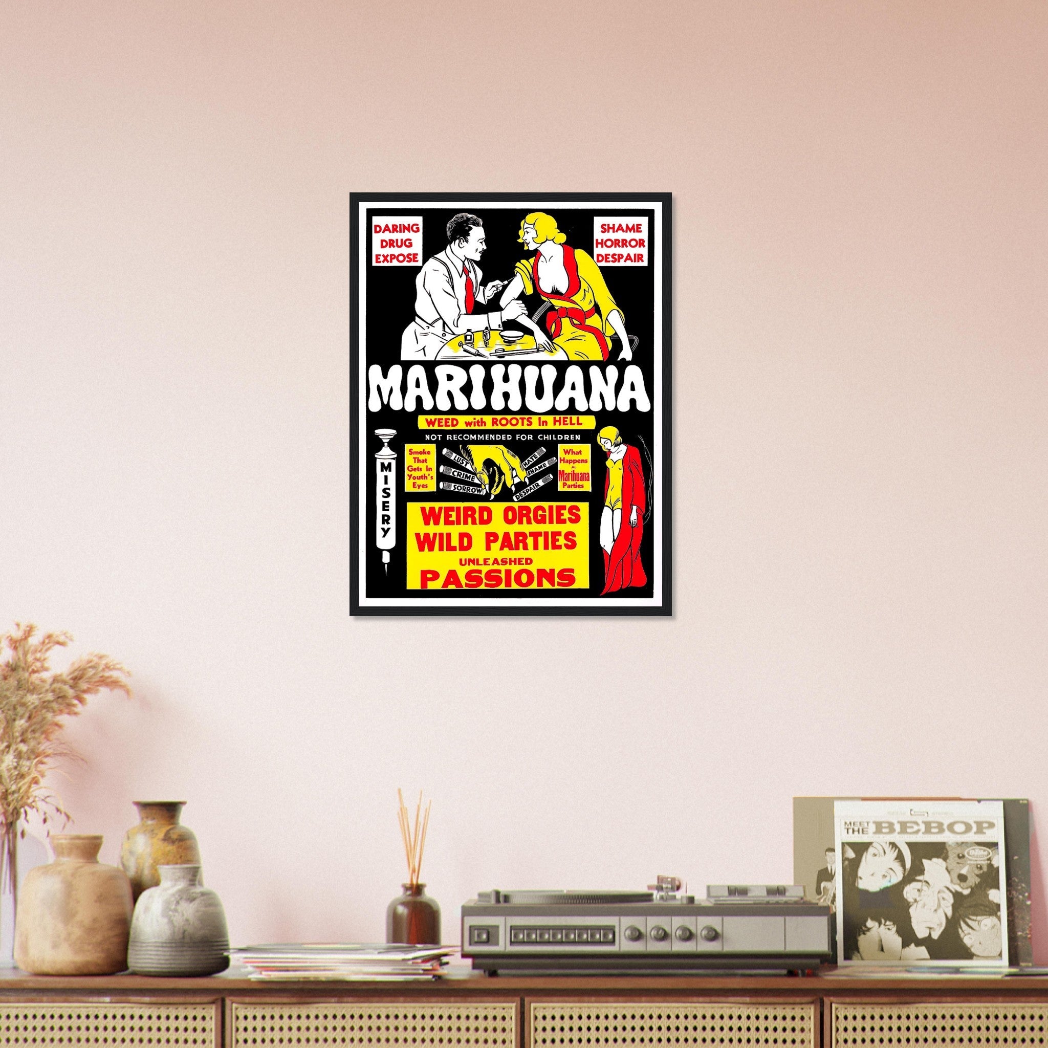 Marijuana Propaganda Framed, "Scary" Cannabis Propaganda - Marijuana Propaganda Framed Print UK, EU USA Domestic Shipping - WallArtPrints4U