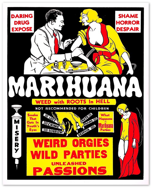 Marijuana Propaganda Poster, "Scary" Cannabis Propaganda - Marijuana Propaganda Print - WallArtPrints4U