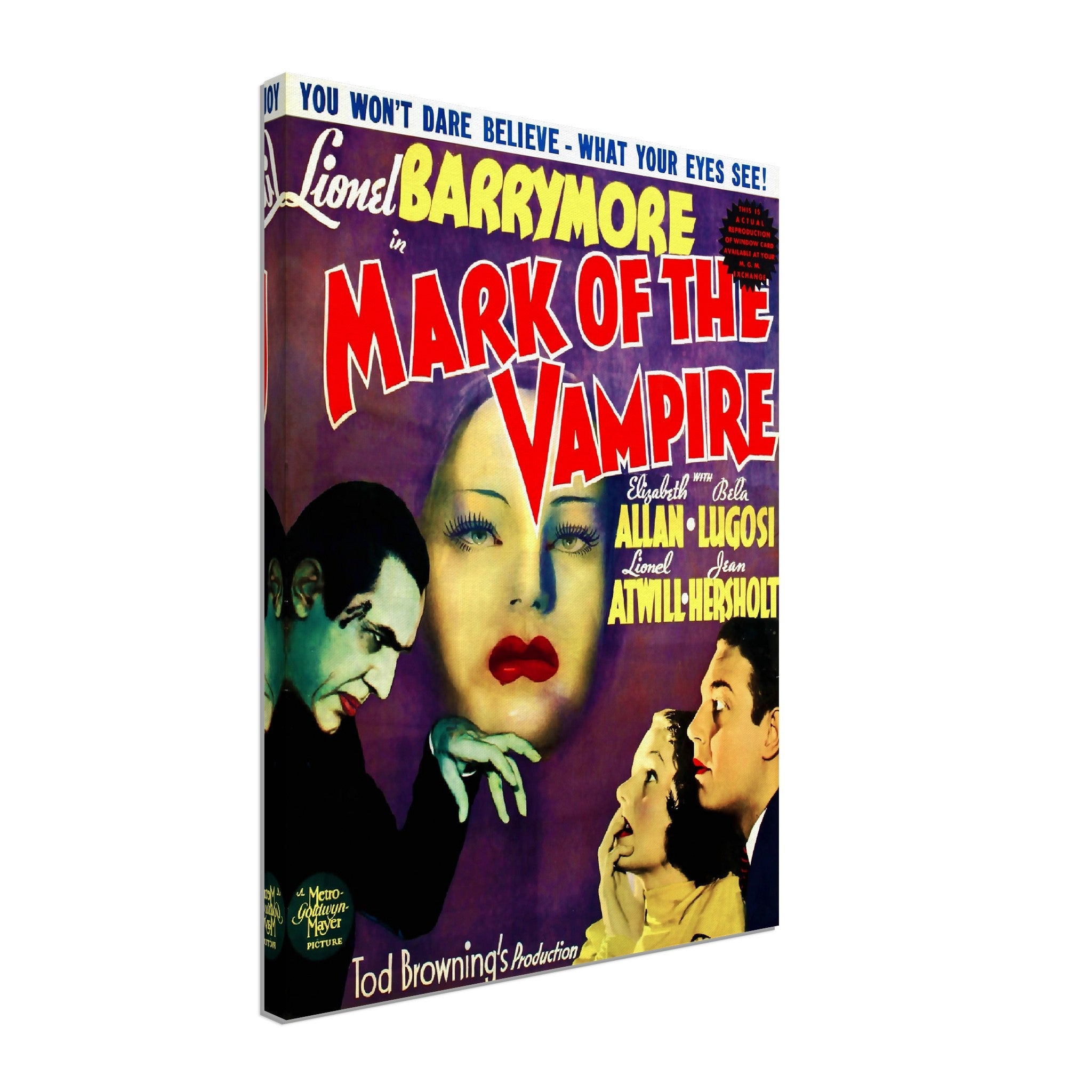 Mark Of The Vampire Canvas, Vintage Horror Movie Canvas 1935 Canvas Film Art - Elizabeth Allan, Bela Lugosi - WallArtPrints4U