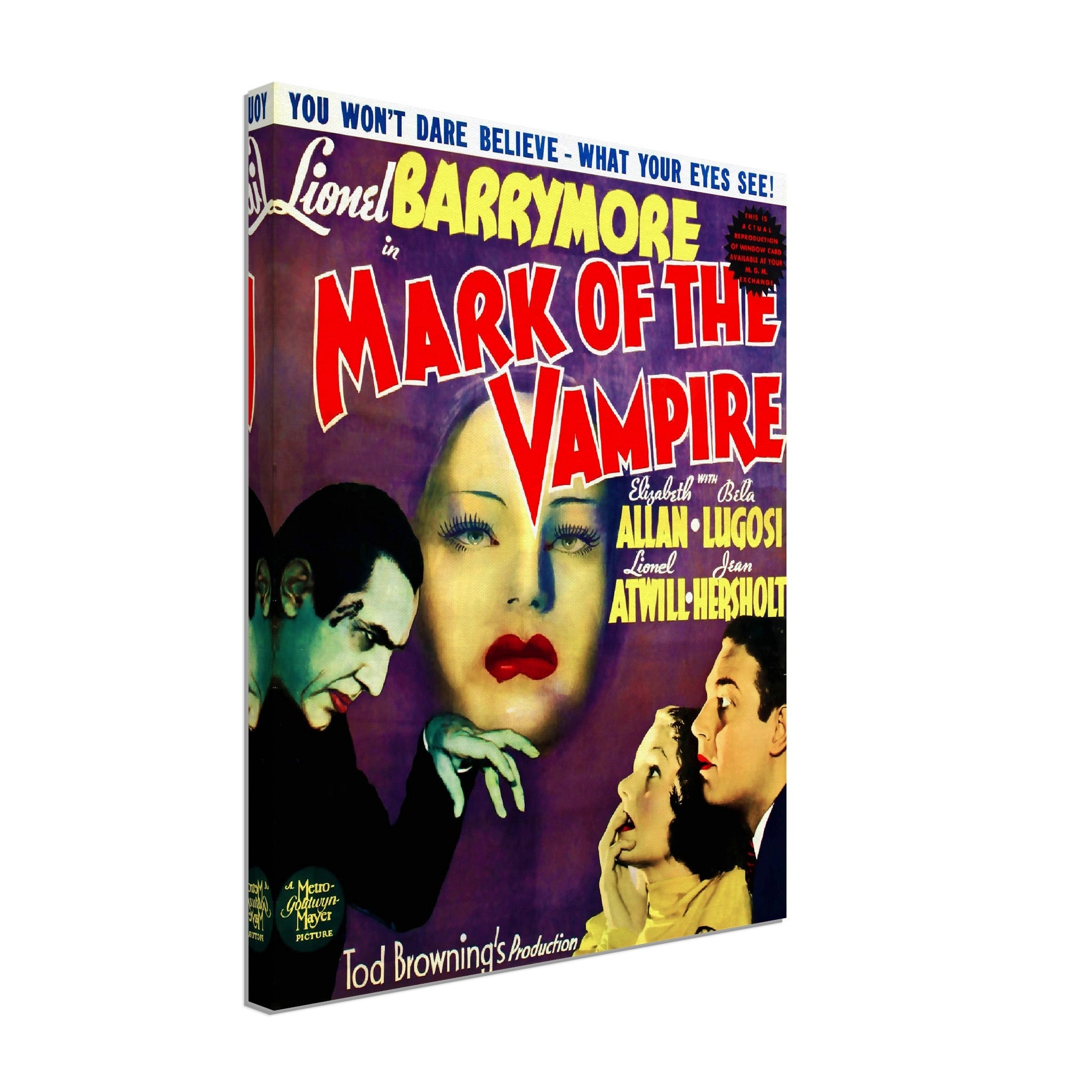 Mark Of The Vampire Canvas, Vintage Horror Movie Canvas 1935 Canvas Film Art - Elizabeth Allan, Bela Lugosi - WallArtPrints4U