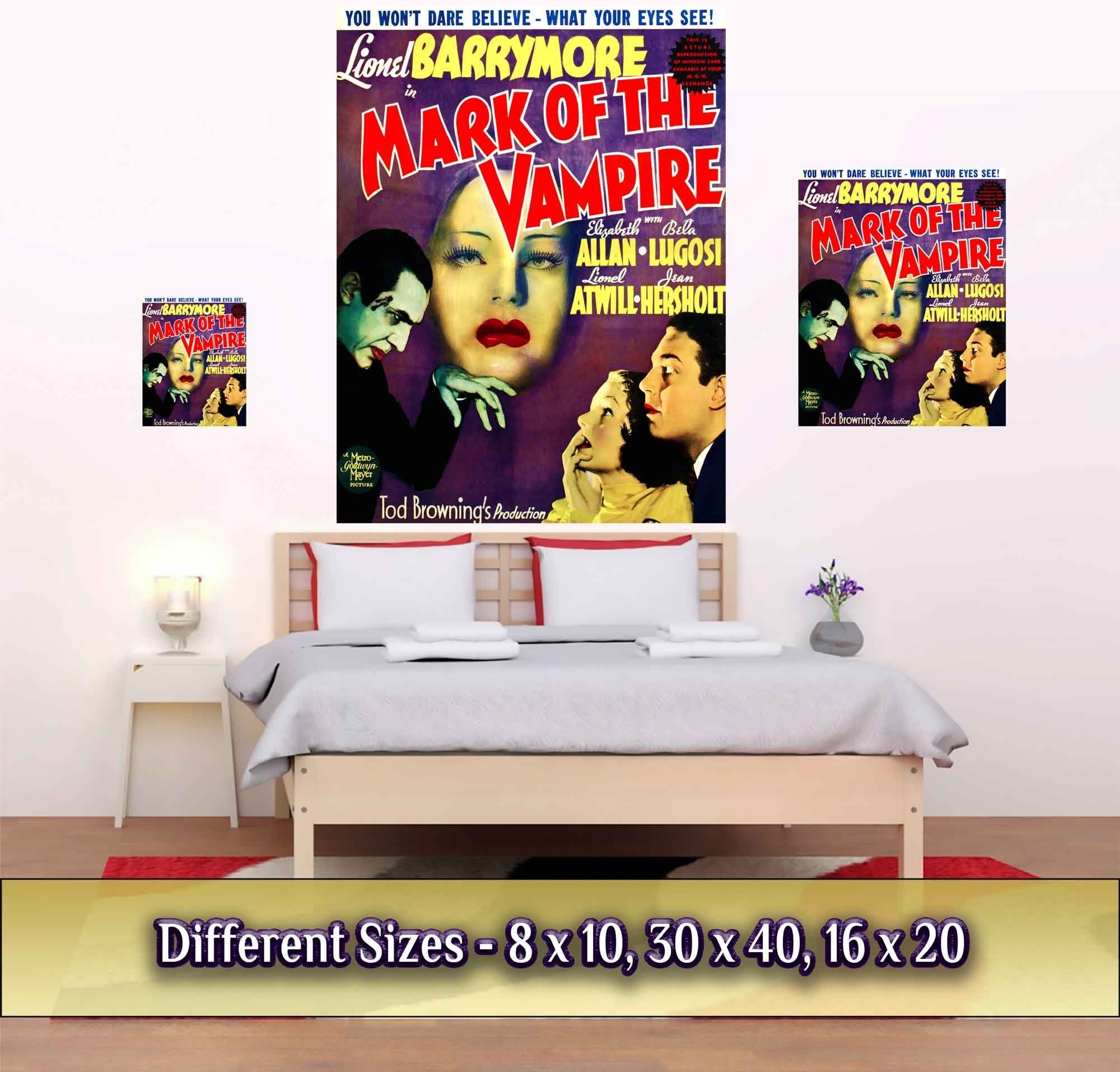 Mark Of The Vampire Poster, Vintage Horror Movie Poster 1935 Poster Film Art - Elizabeth Allan, Bela Lugosi - WallArtPrints4U