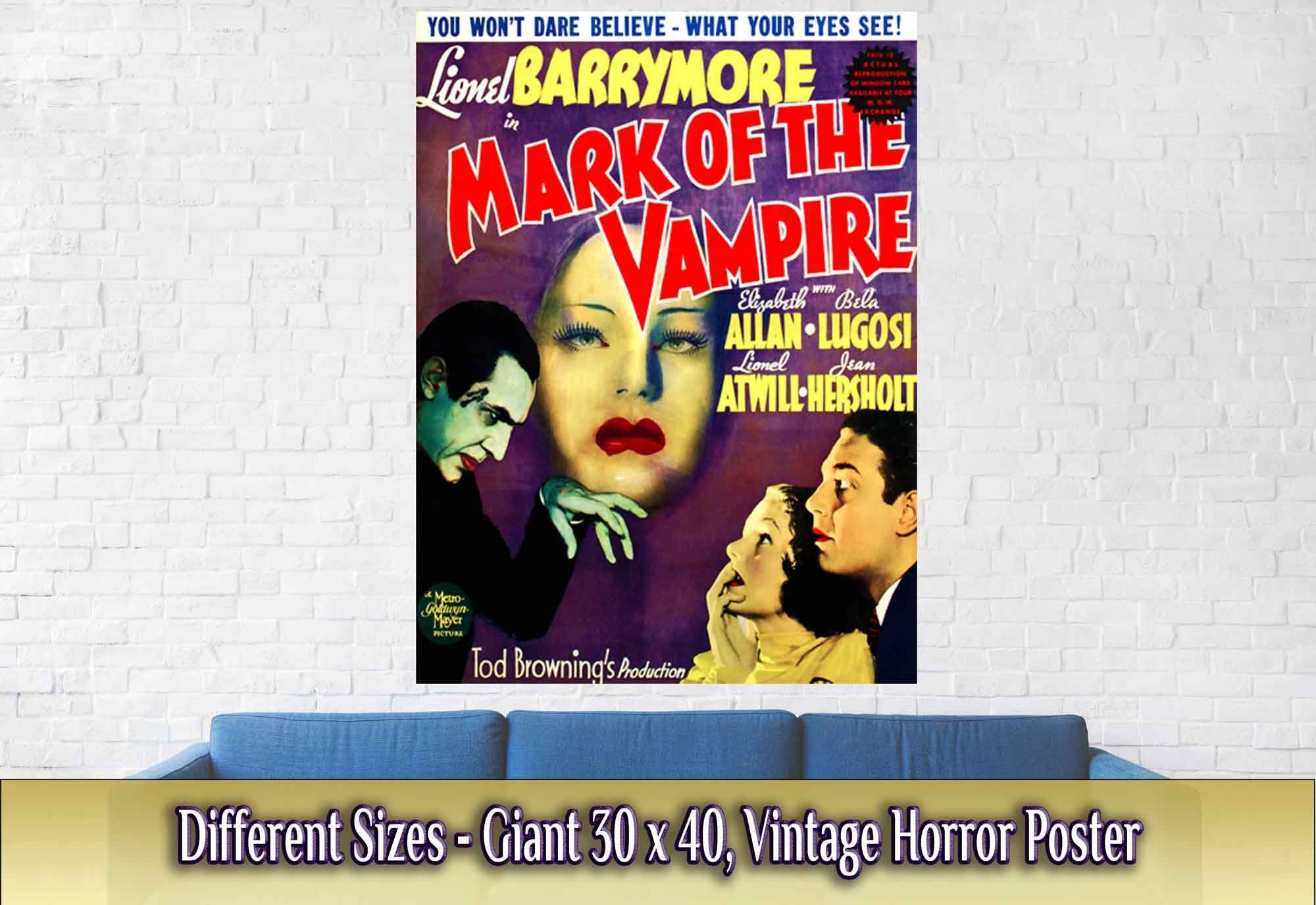 Mark Of The Vampire Poster, Vintage Horror Movie Poster 1935 Poster Film Art - Elizabeth Allan, Bela Lugosi - WallArtPrints4U