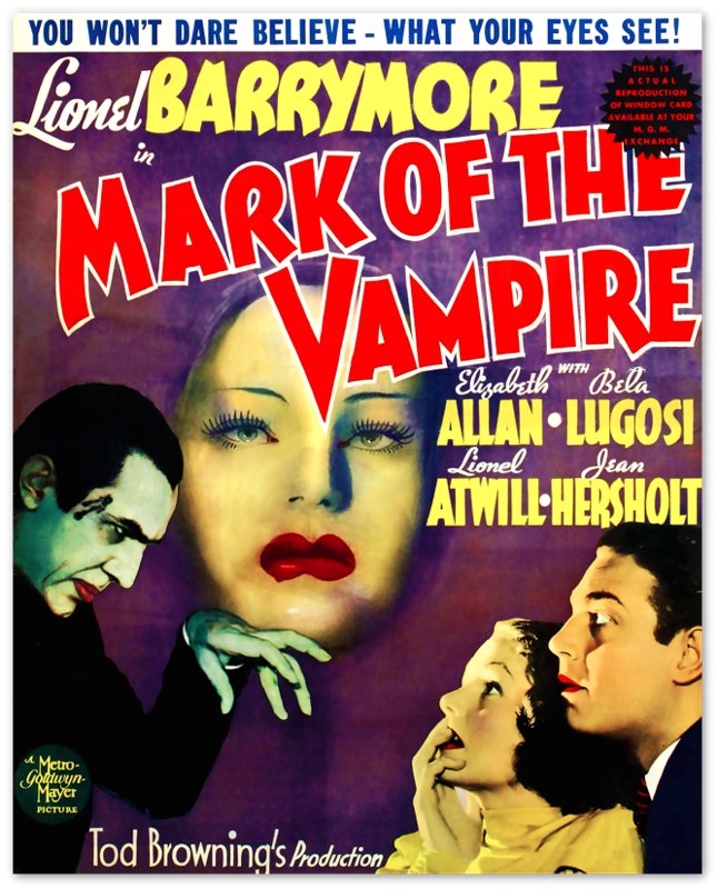 Mark Of The Vampire Poster, Vintage Horror Movie Poster 1935 Poster Film Art - Elizabeth Allan, Bela Lugosi - WallArtPrints4U