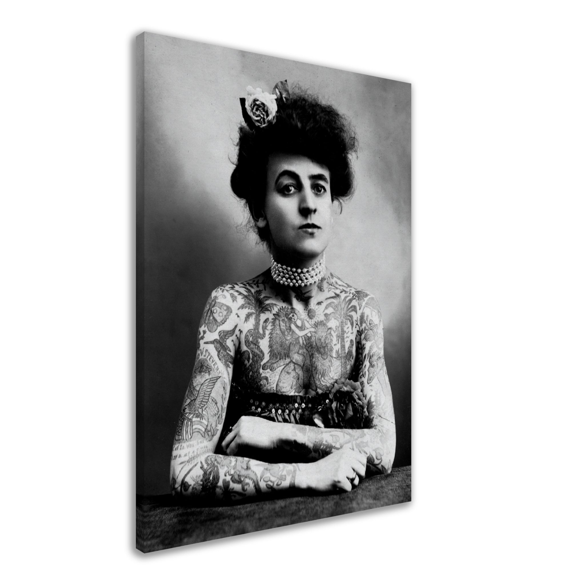 Maud Stevens Canvas Vintage Photo 1907 Maud Wagner Canvas Print First Female Tattoo Artist - WallArtPrints4U
