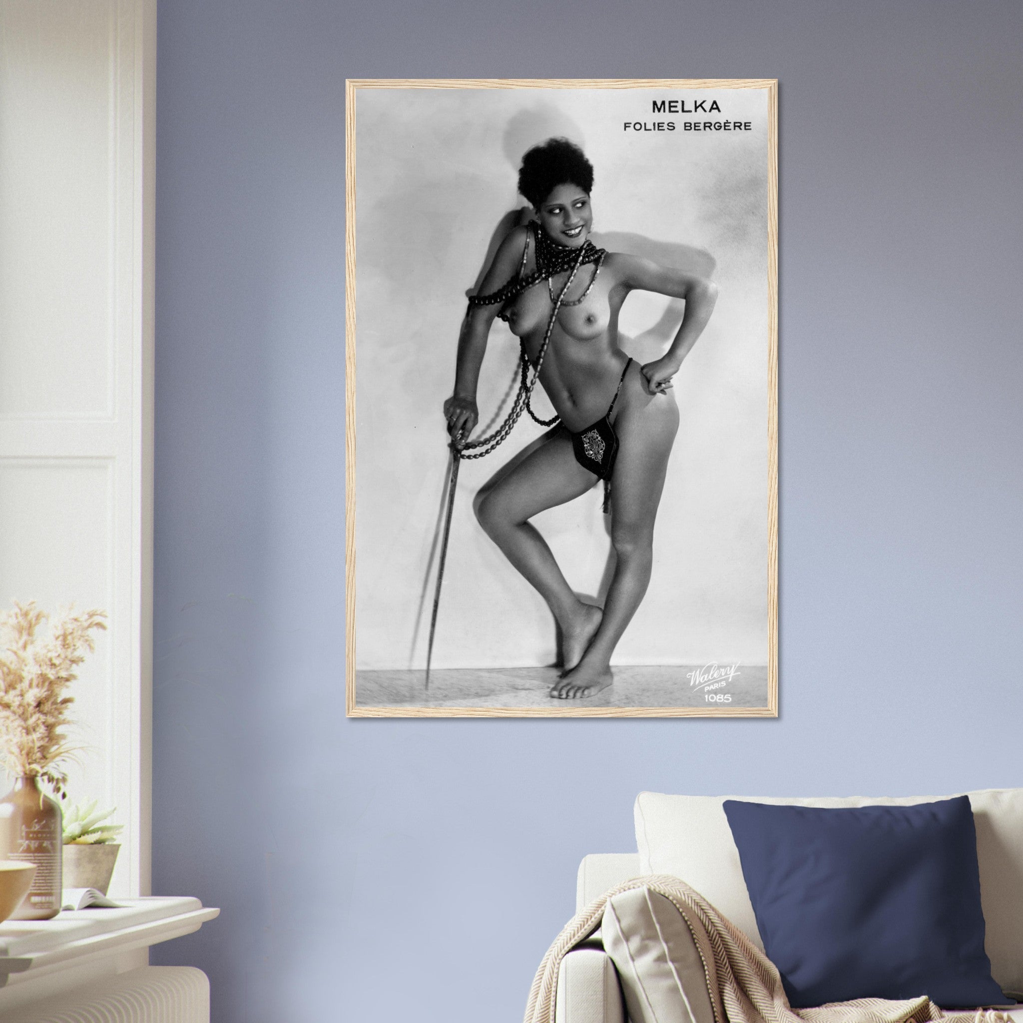 Melka Nude Folie Bergere Framed Topless Folie Bergere Black Woman Pin Up - WallArtPrints4U