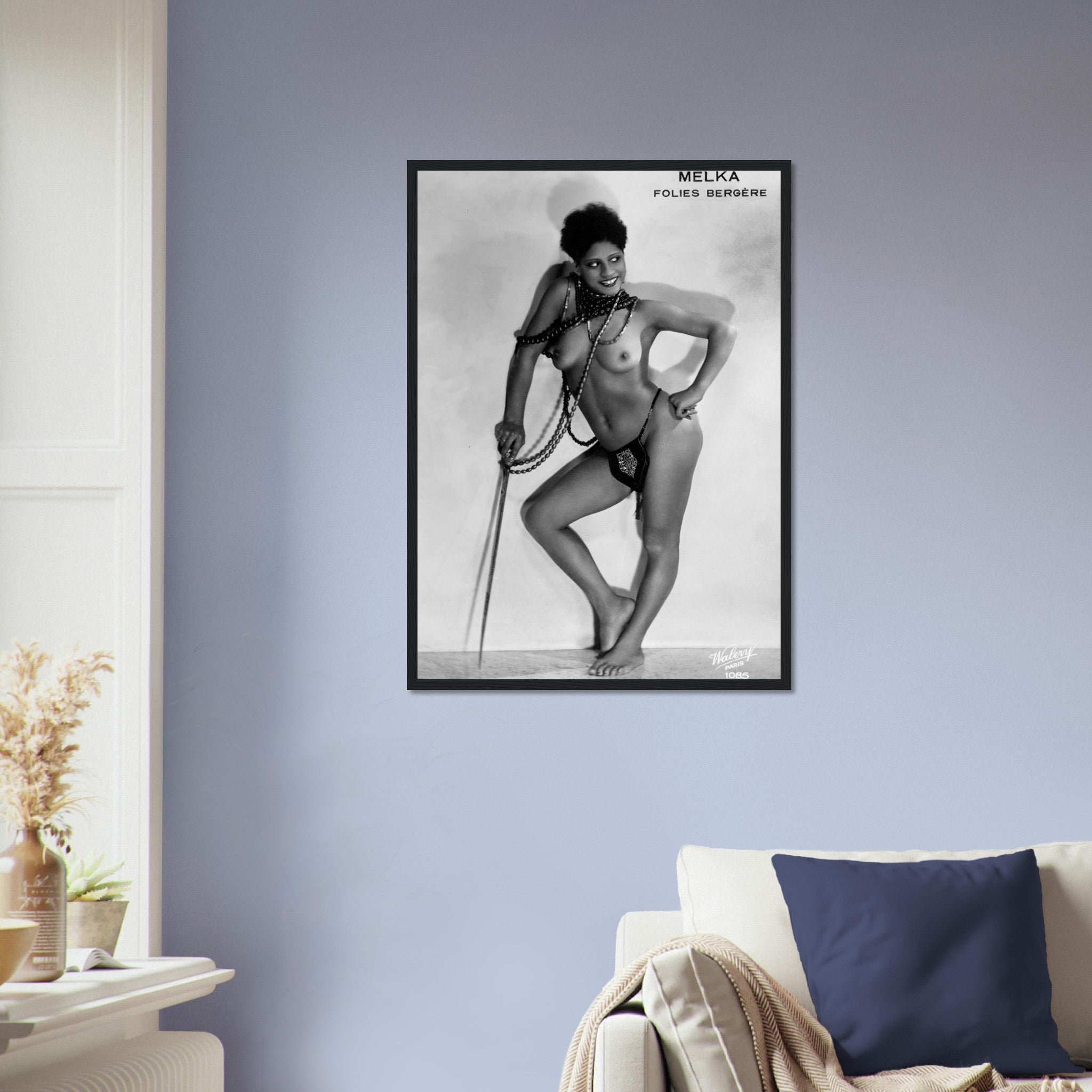 Melka Nude Folie Bergere Framed Topless Folie Bergere Black Woman Pin Up - WallArtPrints4U