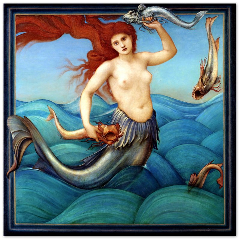 Mermaid Poster - Bathroom Poster - Mermaid Print Edward Burne Jones - WallArtPrints4U