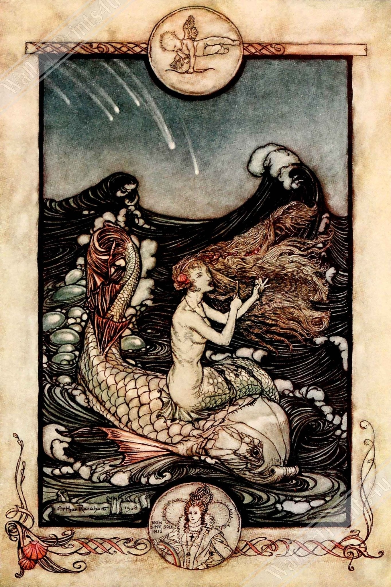 Midsummer Nights Dream Arthur Rackham Poster - Sea Maids Music - Arthur Rackham Print - WallArtPrints4U