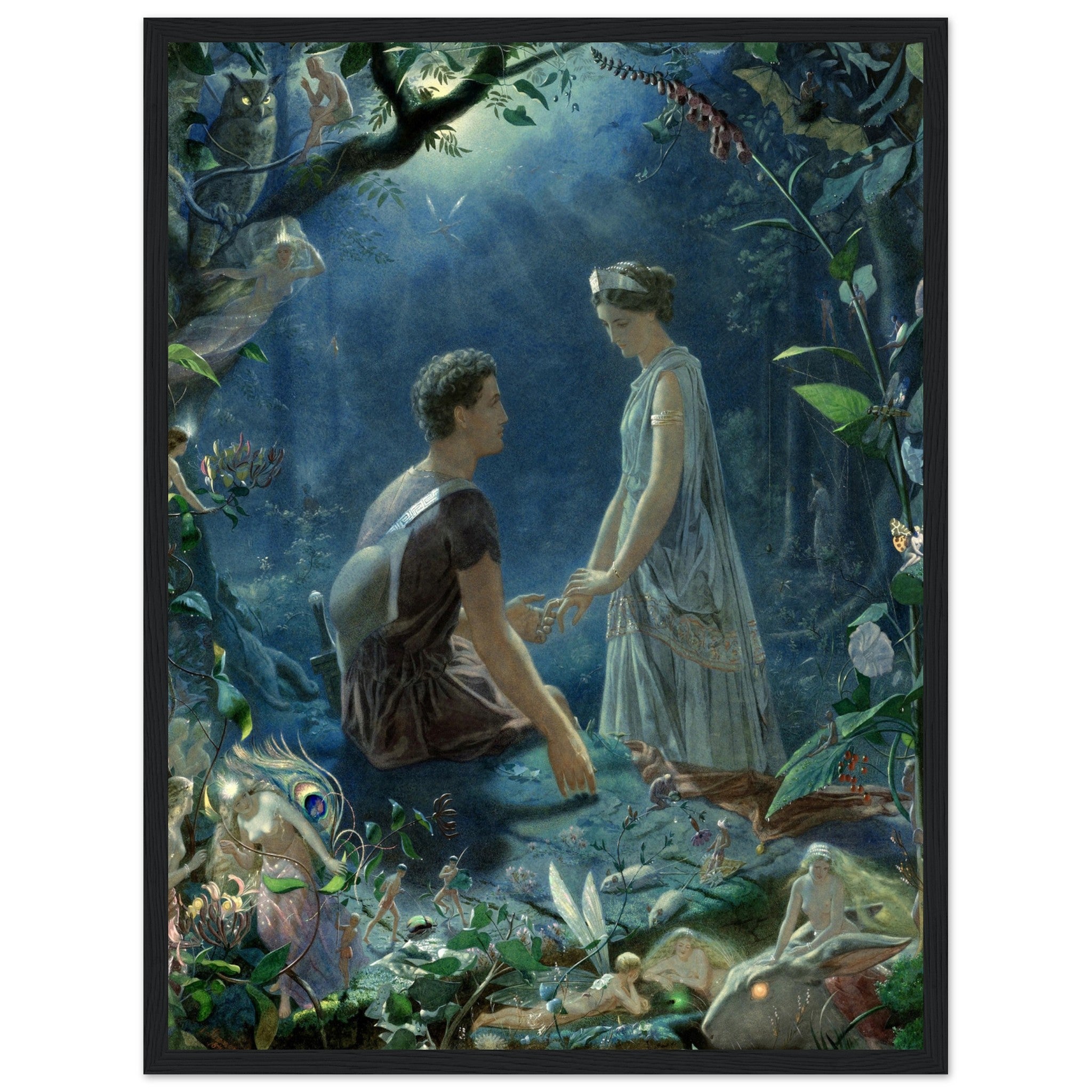 Midsummer Nights Dream Framed Print Framed, Hermia & Lysander In Love, John Simmons 1870. - WallArtPrints4U