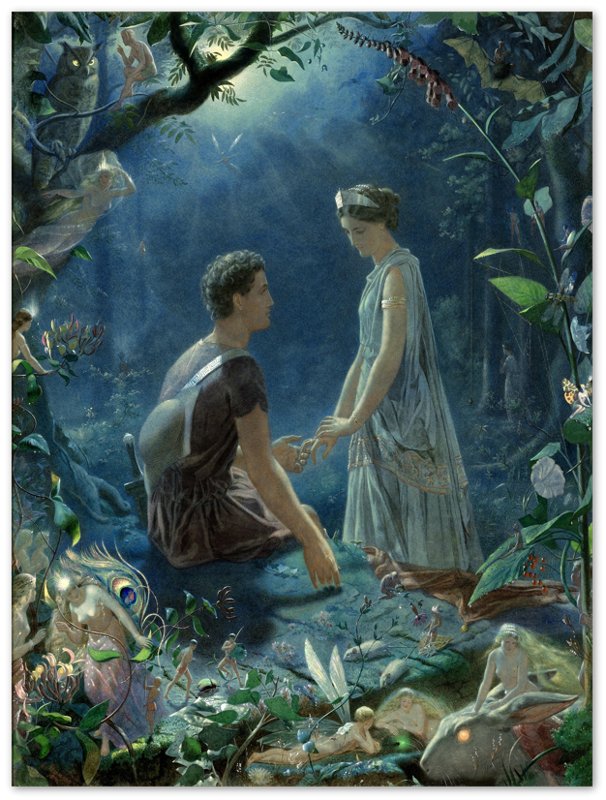 Midsummer Nights Dream Poster Print, Hermia & Lysander In Love, John Simmons 1870. - WallArtPrints4U