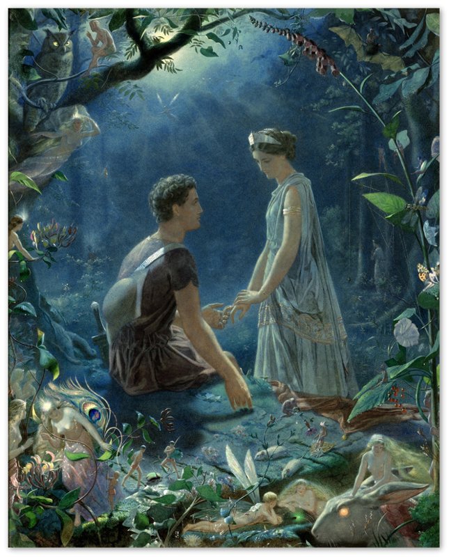 Midsummer Nights Dream Poster Print, Hermia & Lysander In Love, John Simmons 1870. - WallArtPrints4U