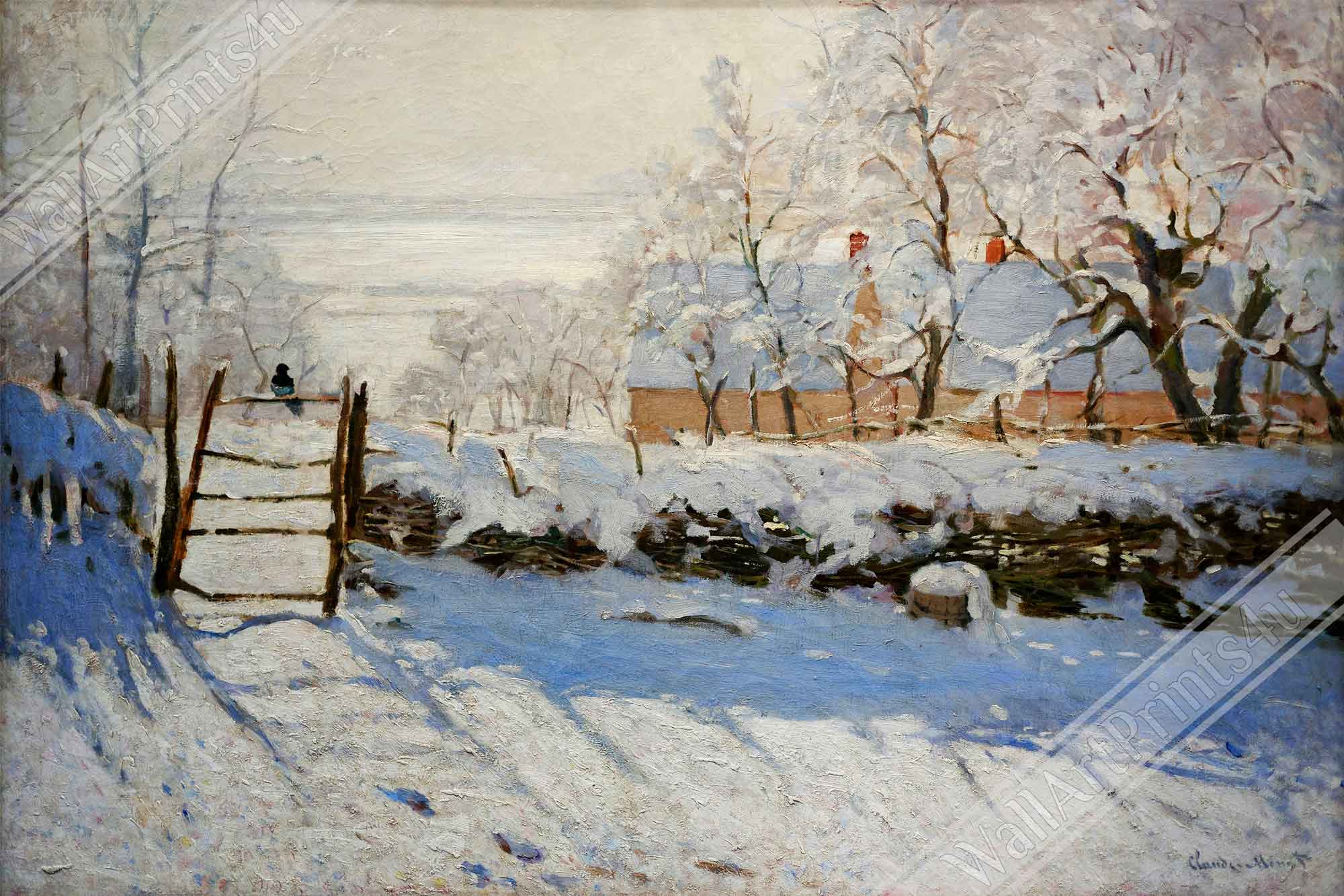 Monet The Magpie Framed Print, Vintage Framed, The Magpie Claude Monet - WallArtPrints4U