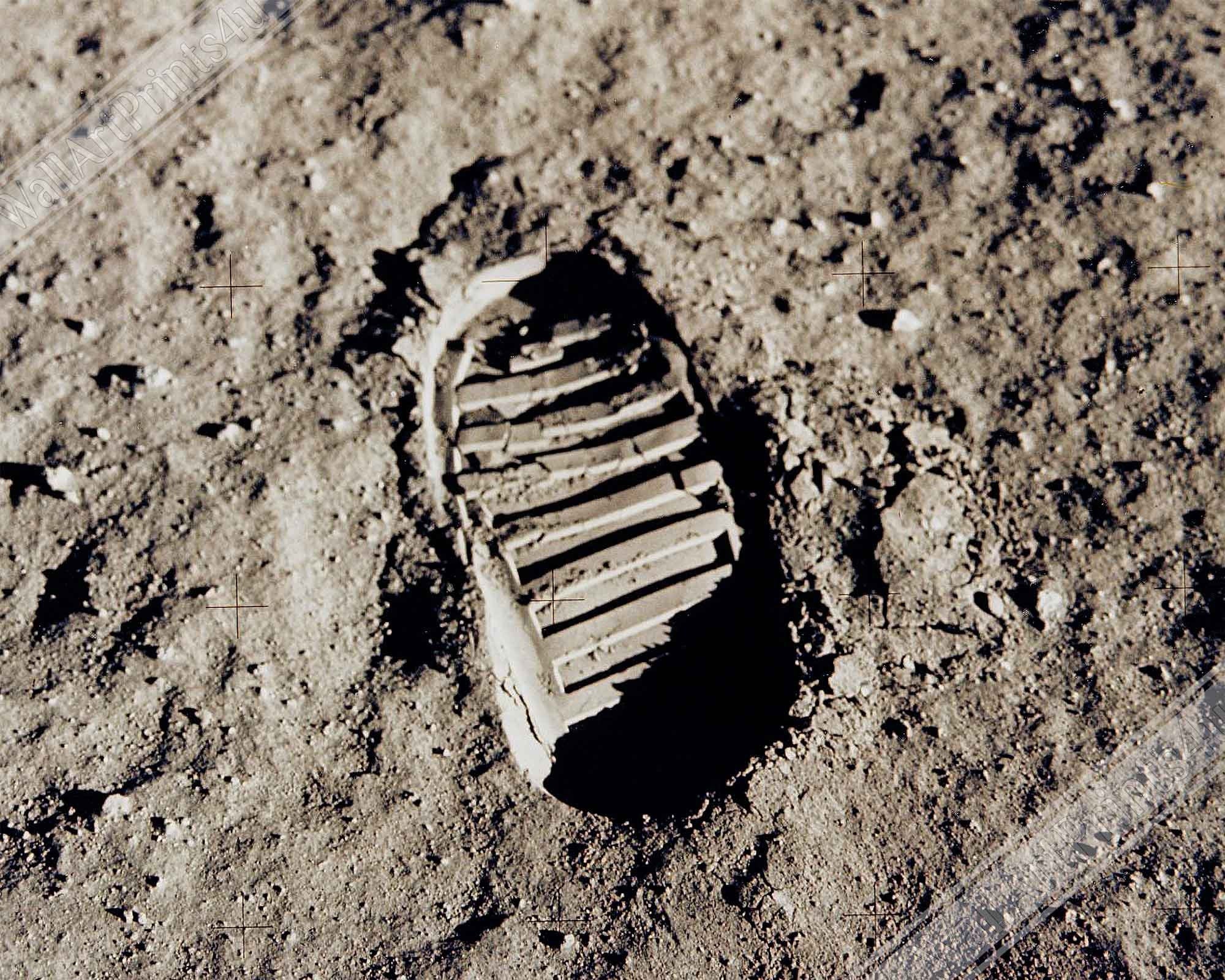 Moon FootFramed Print Framed - Vintage Astronaut First FootFramed Print On The Moon 1969 - WallArtPrints4U