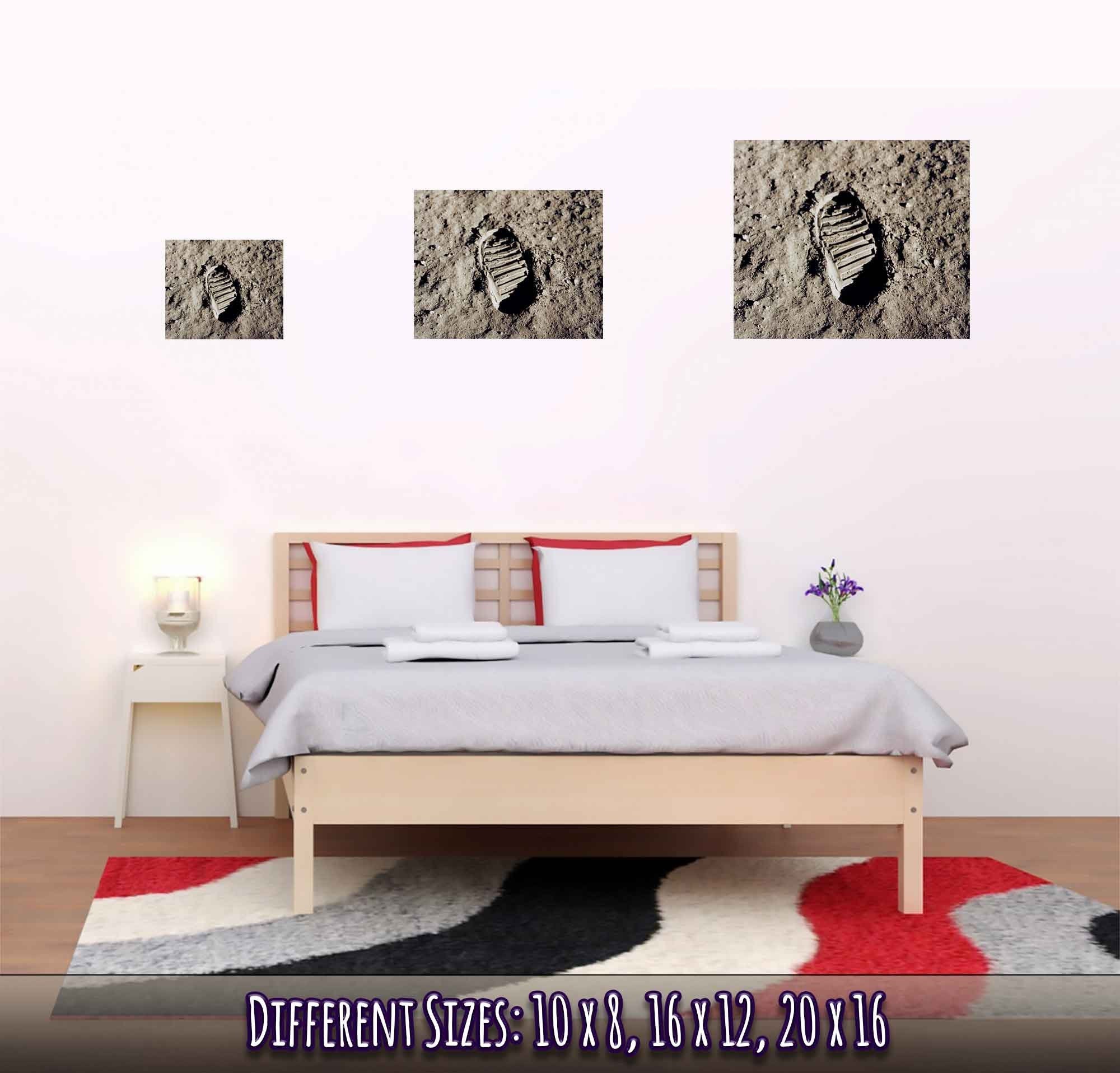 Moon Footprint Poster - Vintage Astronaut First Footprint On The Moon 1969 - WallArtPrints4U